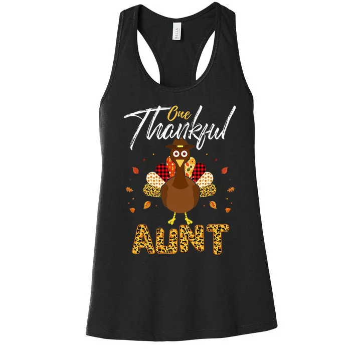 One Thankful Aunt Auntie Turkey Thanksgiving Family gift Women's Racerback Tank