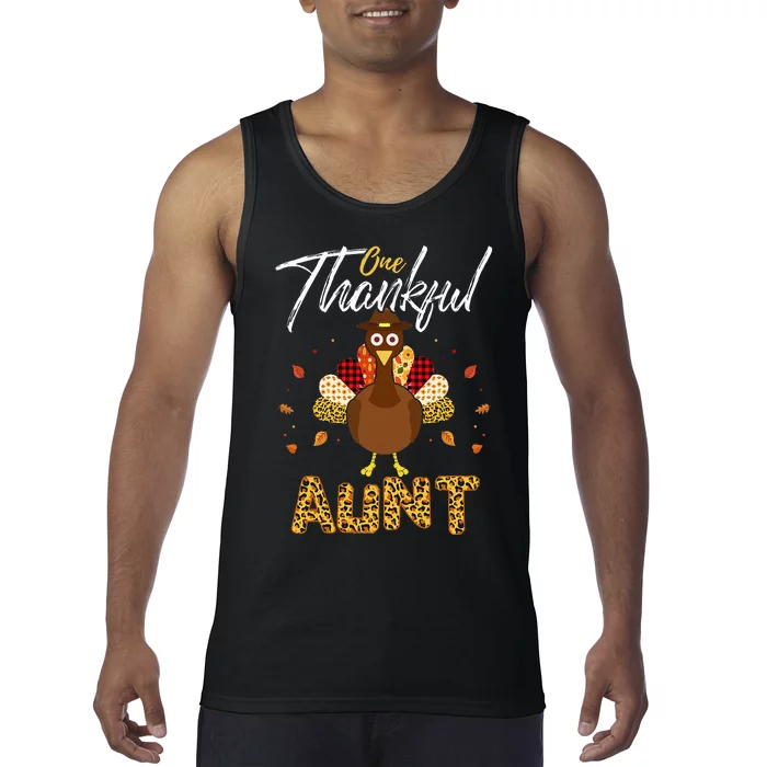 One Thankful Aunt Auntie Turkey Thanksgiving Family gift Tank Top