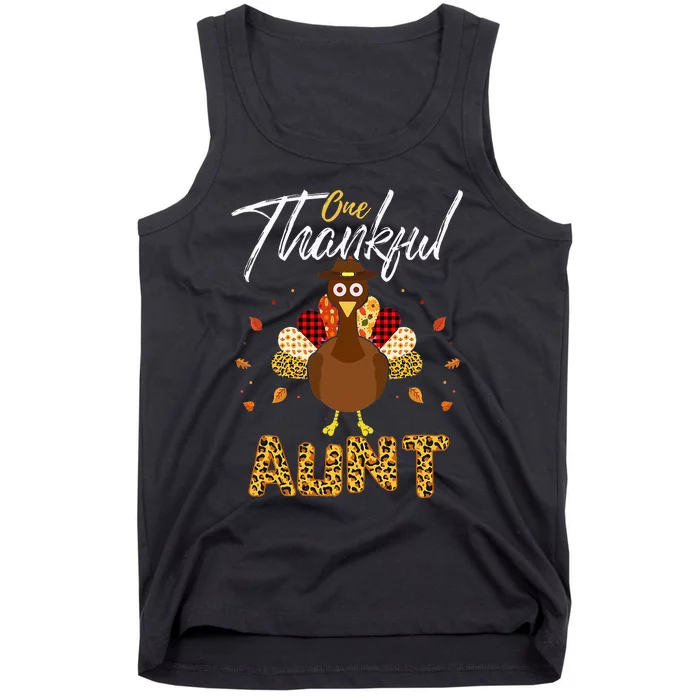 One Thankful Aunt Auntie Turkey Thanksgiving Family gift Tank Top