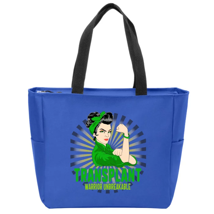 Organ Transplant Awareness Warrior Unbreakable Strong Gift Zip Tote Bag