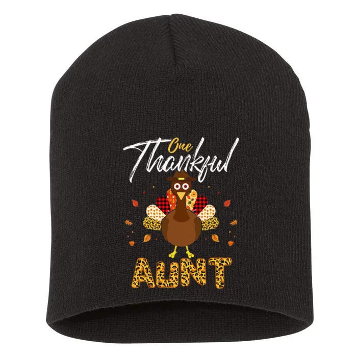 One Thankful Aunt Auntie Turkey Thanksgiving Family Gift Short Acrylic Beanie