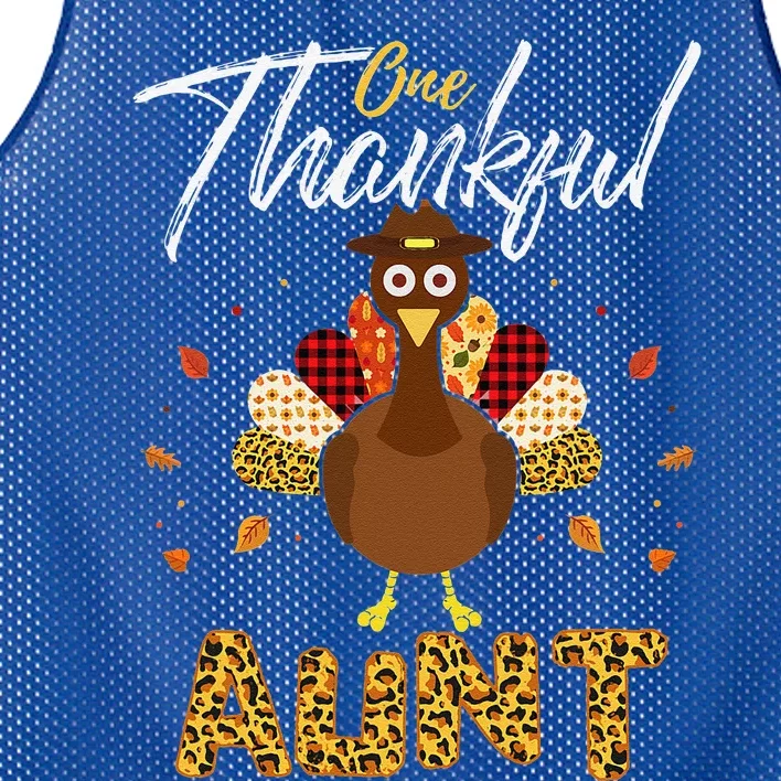 One Thankful Aunt Auntie Turkey Thanksgiving Family Gift Mesh Reversible Basketball Jersey Tank