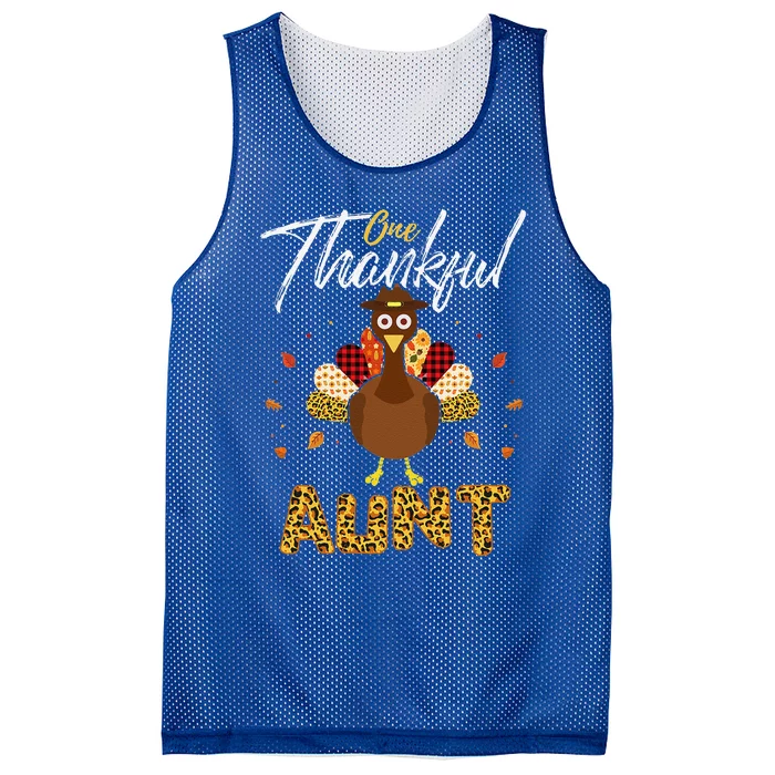 One Thankful Aunt Auntie Turkey Thanksgiving Family Gift Mesh Reversible Basketball Jersey Tank