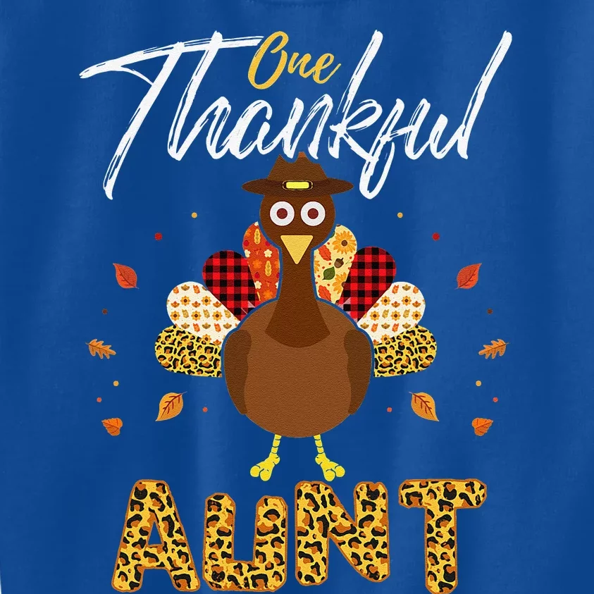 One Thankful Aunt Auntie Turkey Thanksgiving Family Gift Kids Sweatshirt