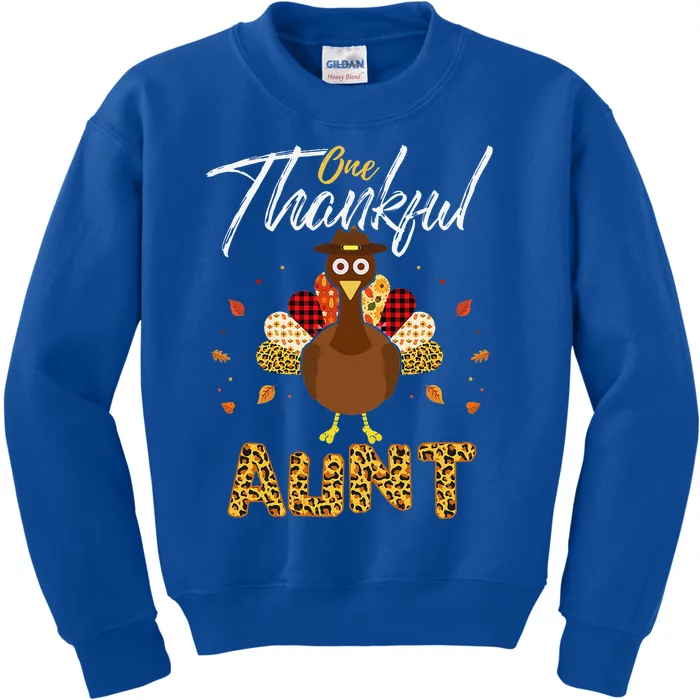 One Thankful Aunt Auntie Turkey Thanksgiving Family Gift Kids Sweatshirt