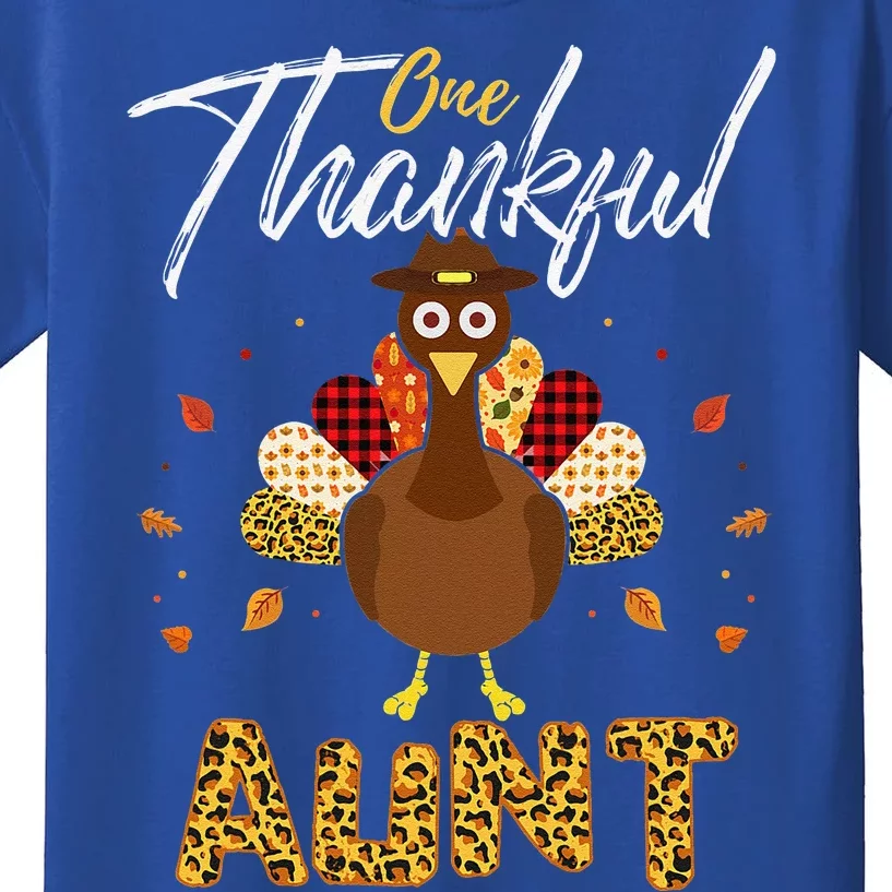 One Thankful Aunt Auntie Turkey Thanksgiving Family Gift Kids T-Shirt