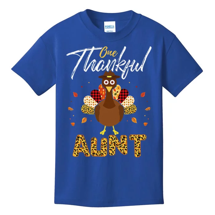 One Thankful Aunt Auntie Turkey Thanksgiving Family Gift Kids T-Shirt