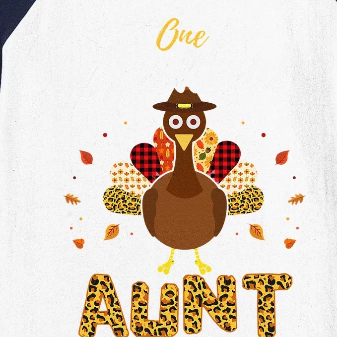 One Thankful Aunt Auntie Turkey Thanksgiving Family Gift Baseball Sleeve Shirt