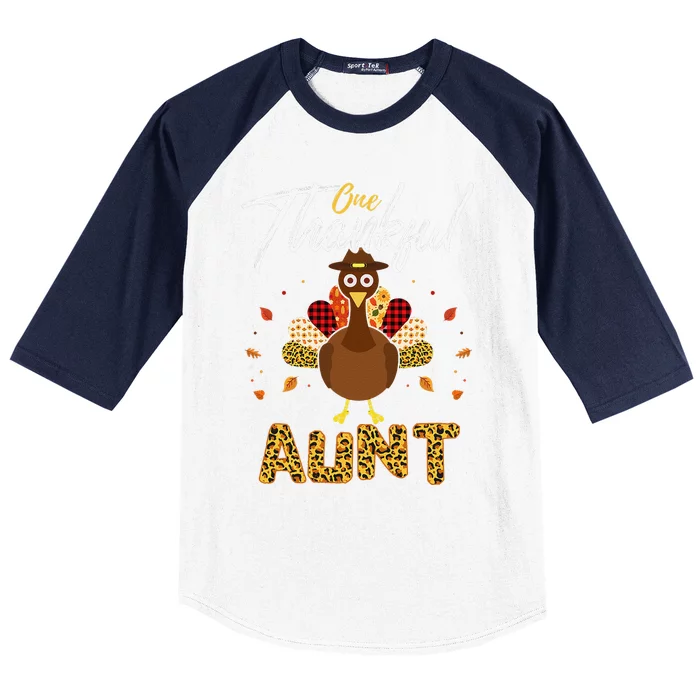 One Thankful Aunt Auntie Turkey Thanksgiving Family Gift Baseball Sleeve Shirt