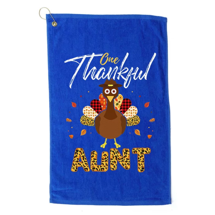 One Thankful Aunt Auntie Turkey Thanksgiving Family Gift Platinum Collection Golf Towel