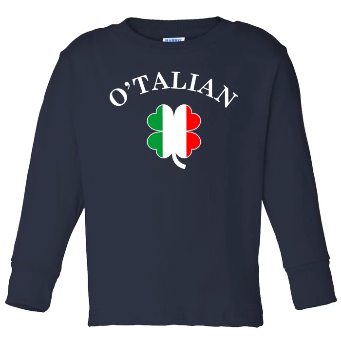 O'Talian Italian Irish Shamrock St. Patrick's Day Toddler Long Sleeve Shirt