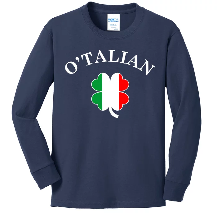 O'Talian Italian Irish Shamrock St. Patrick's Day Kids Long Sleeve Shirt