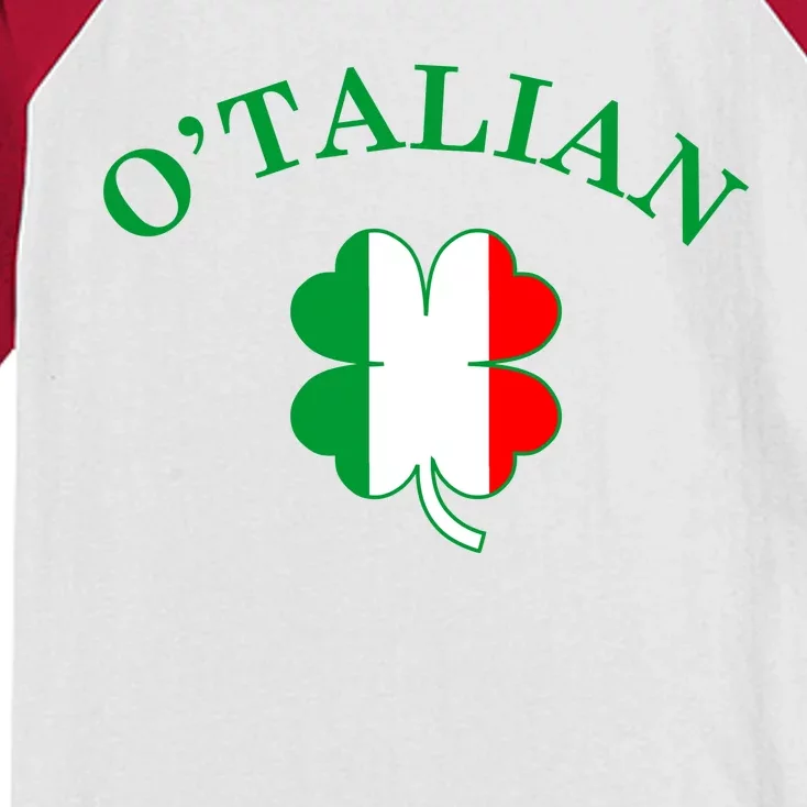 O'Talian Italian Irish Shamrock St. Patrick's Day Kids Colorblock Raglan Jersey