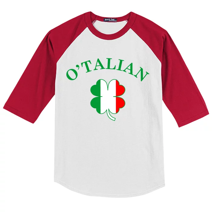 O'Talian Italian Irish Shamrock St. Patrick's Day Kids Colorblock Raglan Jersey