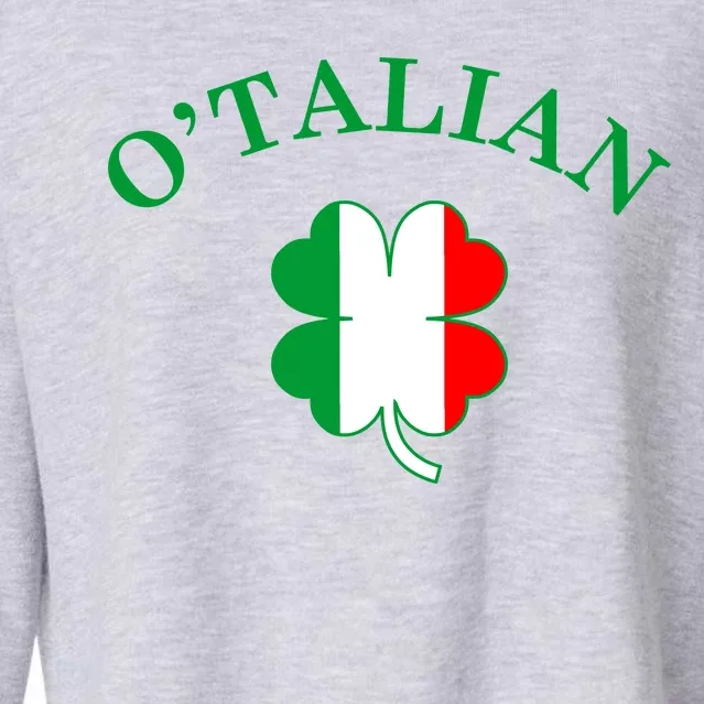 O'Talian Italian Irish Shamrock St. Patrick's Day Cropped Pullover Crew