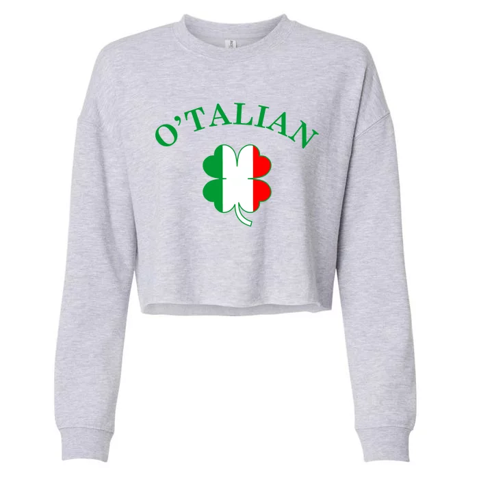 O'Talian Italian Irish Shamrock St. Patrick's Day Cropped Pullover Crew