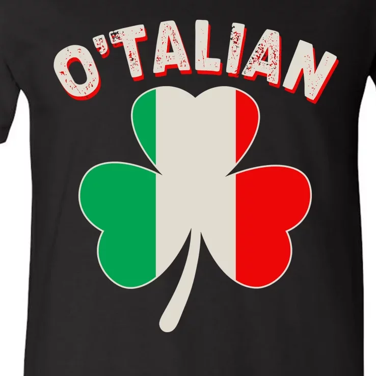 O'Talian St Patrick's Day Italian Shamrock Flag V-Neck T-Shirt