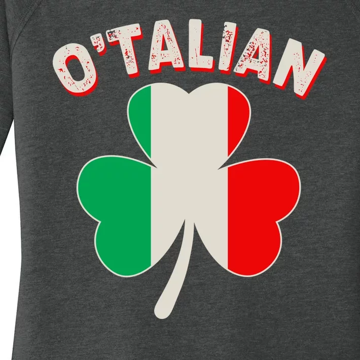 O'Talian St Patrick's Day Italian Shamrock Flag Women's Perfect Tri Tunic Long Sleeve Shirt