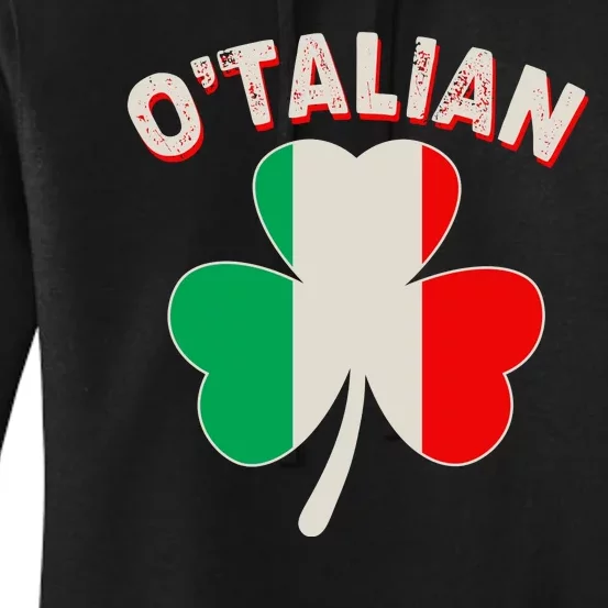 O'Talian St Patrick's Day Italian Shamrock Flag Women's Pullover Hoodie