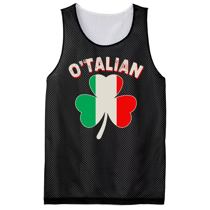 O'Talian St Patrick's Day Italian Shamrock Flag Mesh Reversible Basketball Jersey Tank