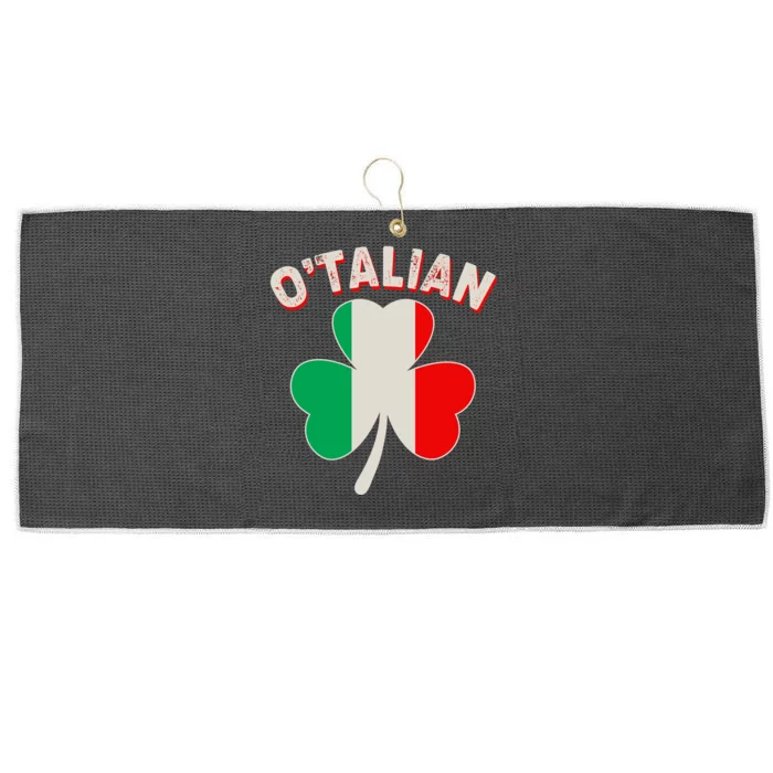 O'Talian St Patrick's Day Italian Shamrock Flag Large Microfiber Waffle Golf Towel