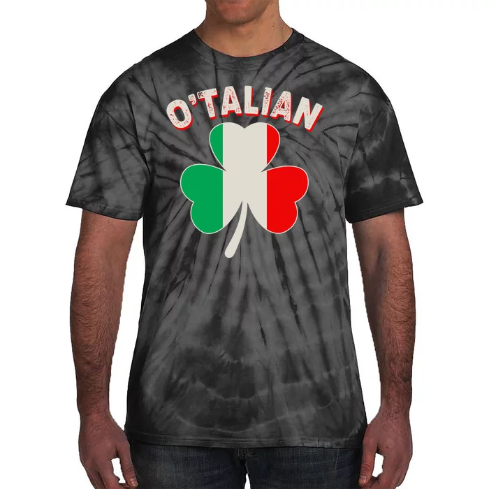 O'Talian St Patrick's Day Italian Shamrock Flag Tie-Dye T-Shirt