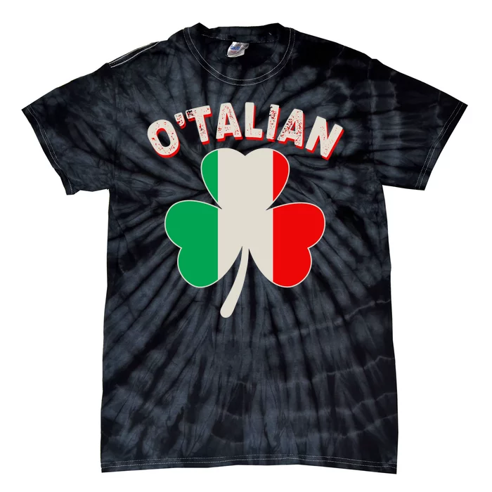 O'Talian St Patrick's Day Italian Shamrock Flag Tie-Dye T-Shirt