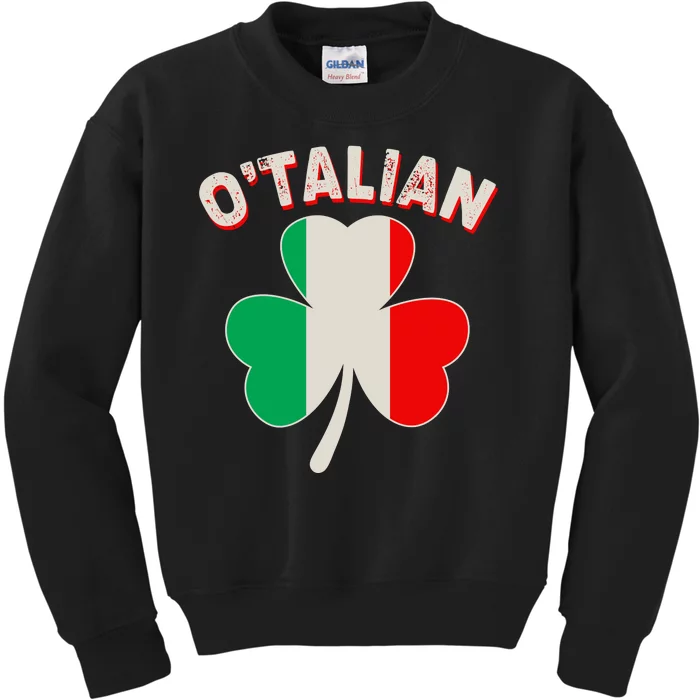 O'Talian St Patrick's Day Italian Shamrock Flag Kids Sweatshirt