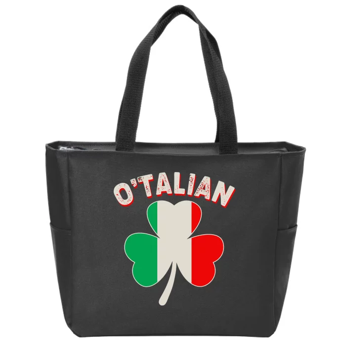 O'Talian St Patrick's Day Italian Shamrock Flag Zip Tote Bag