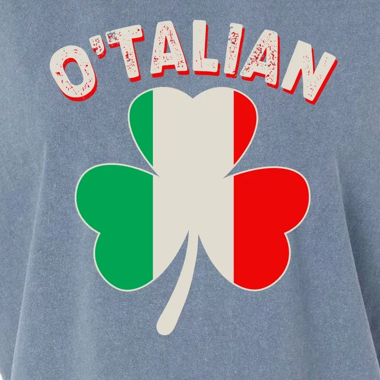 O'Talian St Patrick's Day Italian Shamrock Flag Garment-Dyed Women's Muscle Tee