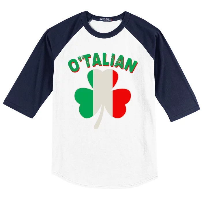 O'Talian St Patrick's Day Italian Shamrock Flag Baseball Sleeve Shirt