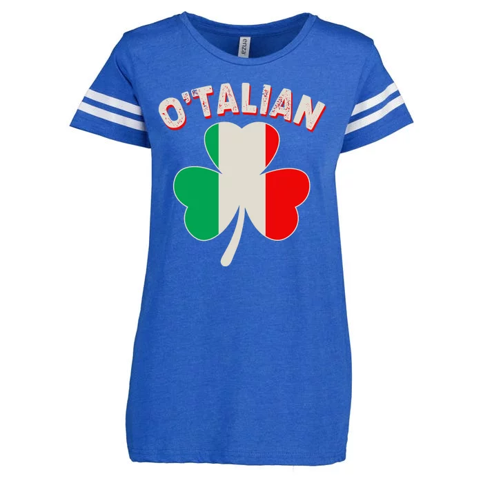 O'Talian St Patrick's Day Italian Shamrock Flag Enza Ladies Jersey Football T-Shirt