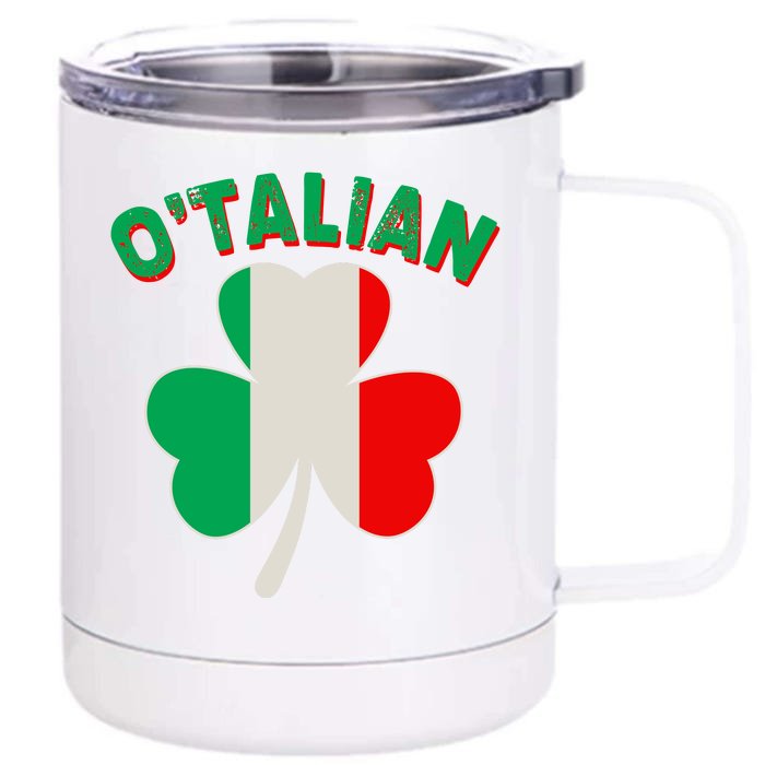 O'Talian St Patrick's Day Italian Shamrock Flag Front & Back 12oz Stainless Steel Tumbler Cup