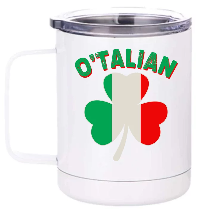 O'Talian St Patrick's Day Italian Shamrock Flag Front & Back 12oz Stainless Steel Tumbler Cup