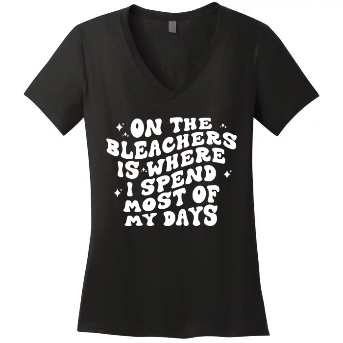 On The Bleachers Sports Mom Game Day Women's V-Neck T-Shirt