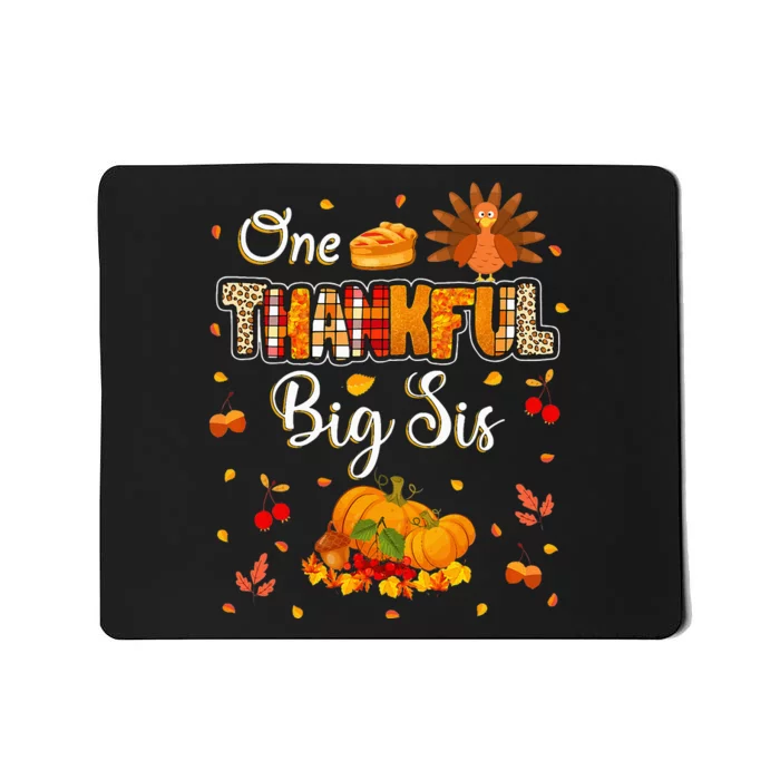 One Thankful Big Sis Fall Leaves Autumn Thanksgiving Mousepad