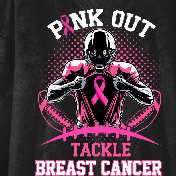 Out Tackle Breast Cancer Awareness American Football Hooded Wearable Blanket