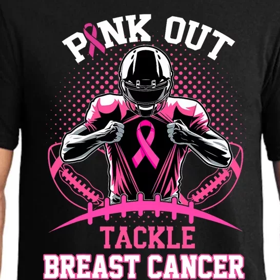 Out Tackle Breast Cancer Awareness American Football Pajama Set