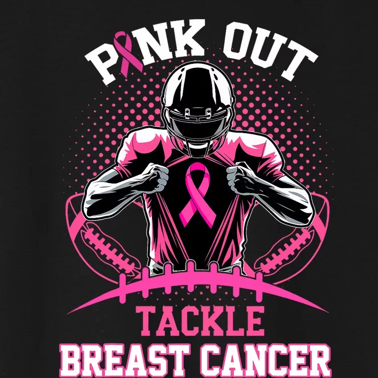 Out Tackle Breast Cancer Awareness American Football Women's Crop Top Tee