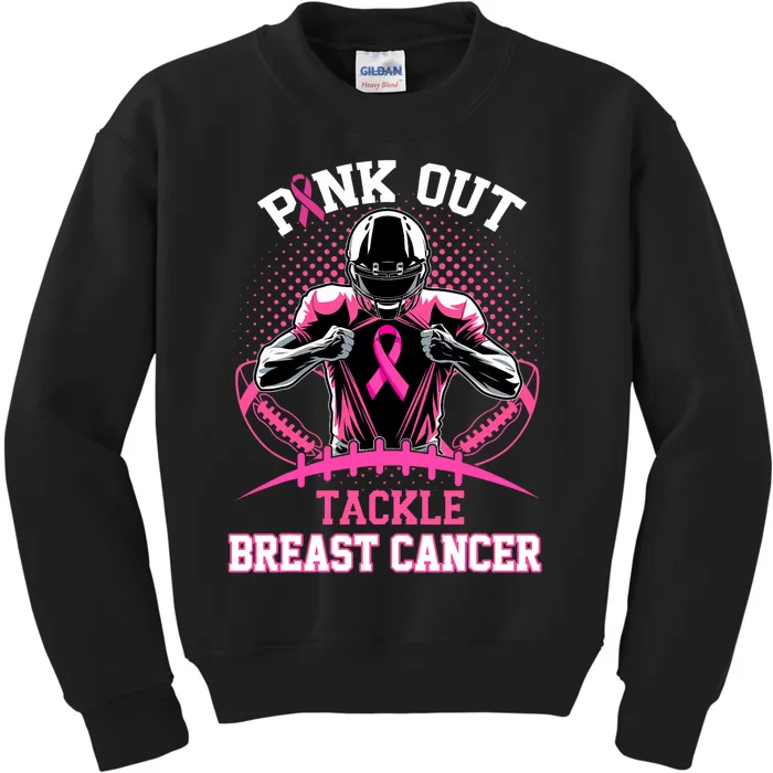 Out Tackle Breast Cancer Awareness American Football Kids Sweatshirt