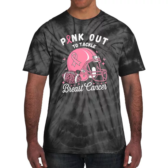 Out Tackle Breast Cancer Awareness American Football Tie-Dye T-Shirt