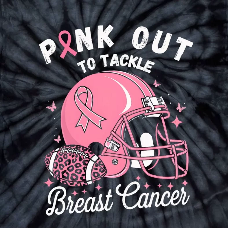 Out Tackle Breast Cancer Awareness American Football Tie-Dye T-Shirt