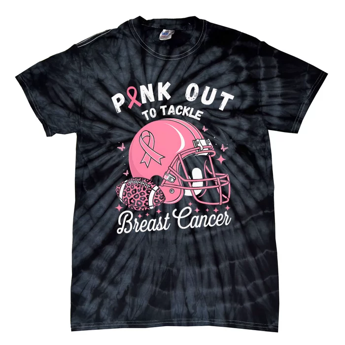 Out Tackle Breast Cancer Awareness American Football Tie-Dye T-Shirt