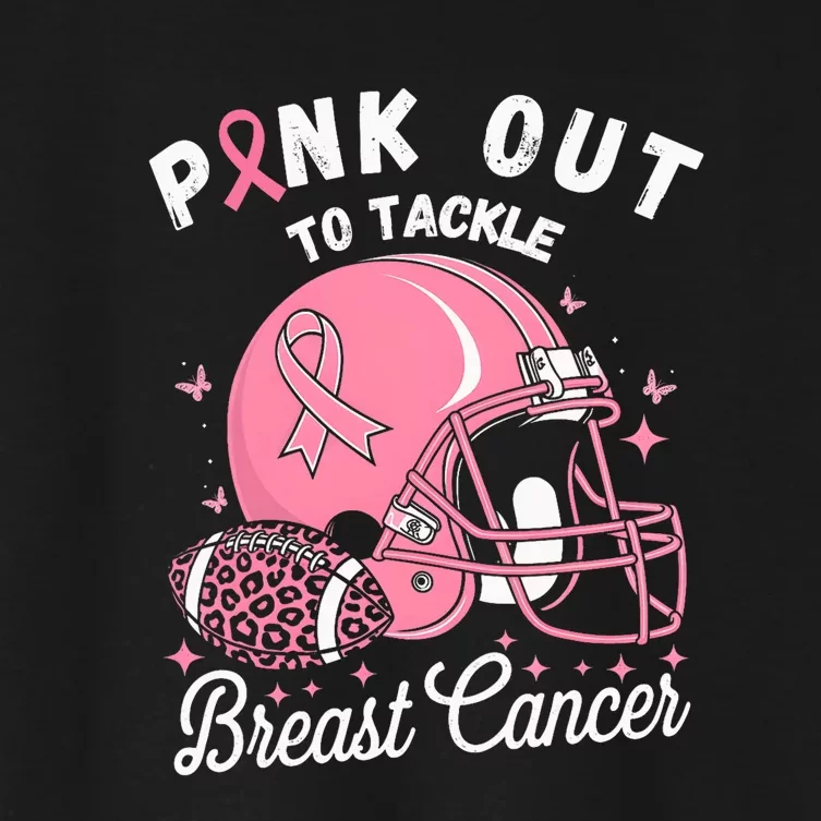 Out Tackle Breast Cancer Awareness American Football Women's Crop Top Tee