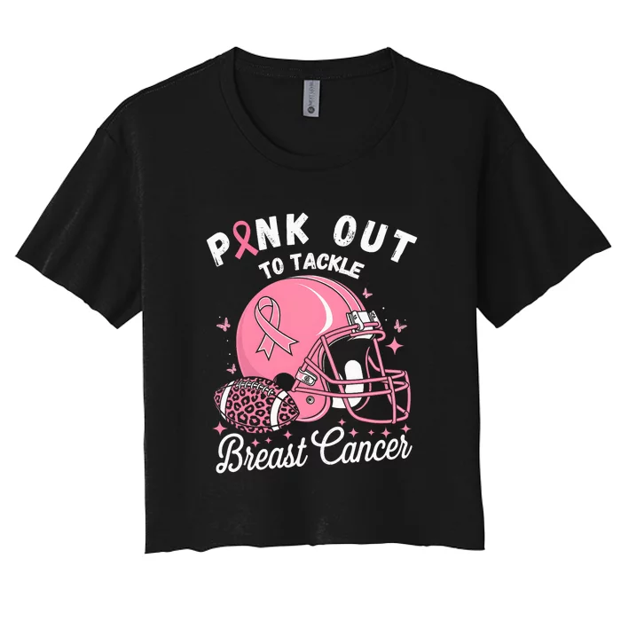 Out Tackle Breast Cancer Awareness American Football Women's Crop Top Tee