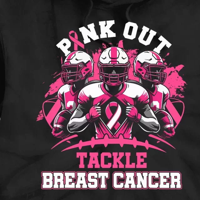 Out Tackle Breast Cancer Awareness American Football Tie Dye Hoodie