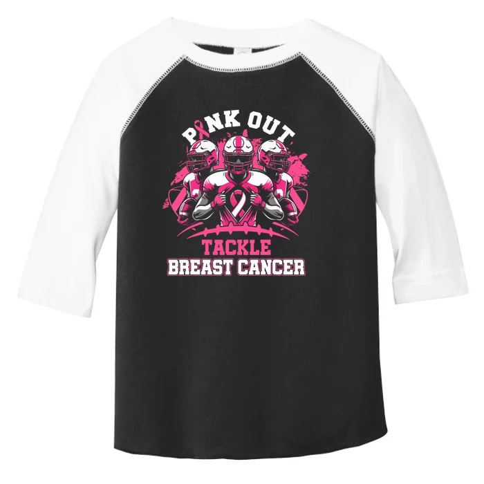 Out Tackle Breast Cancer Awareness American Football Toddler Fine Jersey T-Shirt