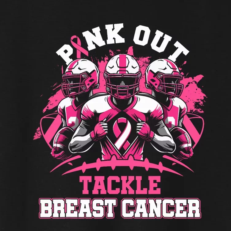 Out Tackle Breast Cancer Awareness American Football Women's Crop Top Tee