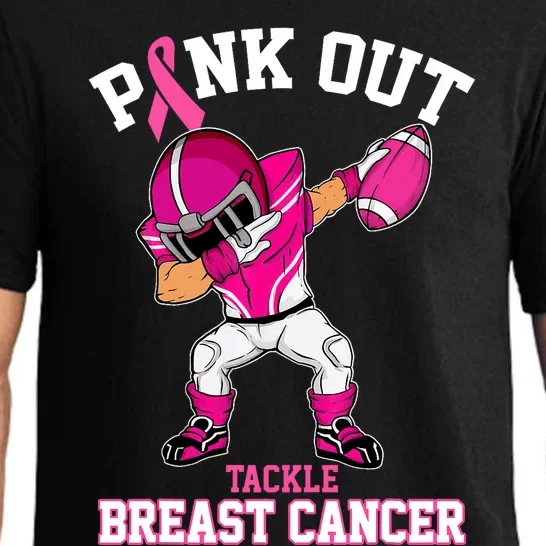 Out Tackle Breast Cancer Awareness Dabbing Football Pajama Set