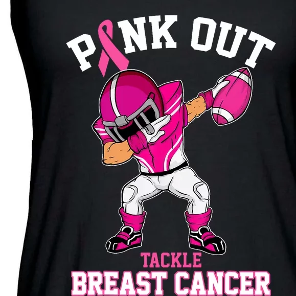 Out Tackle Breast Cancer Awareness Dabbing Football Ladies Essential Flowy Tank